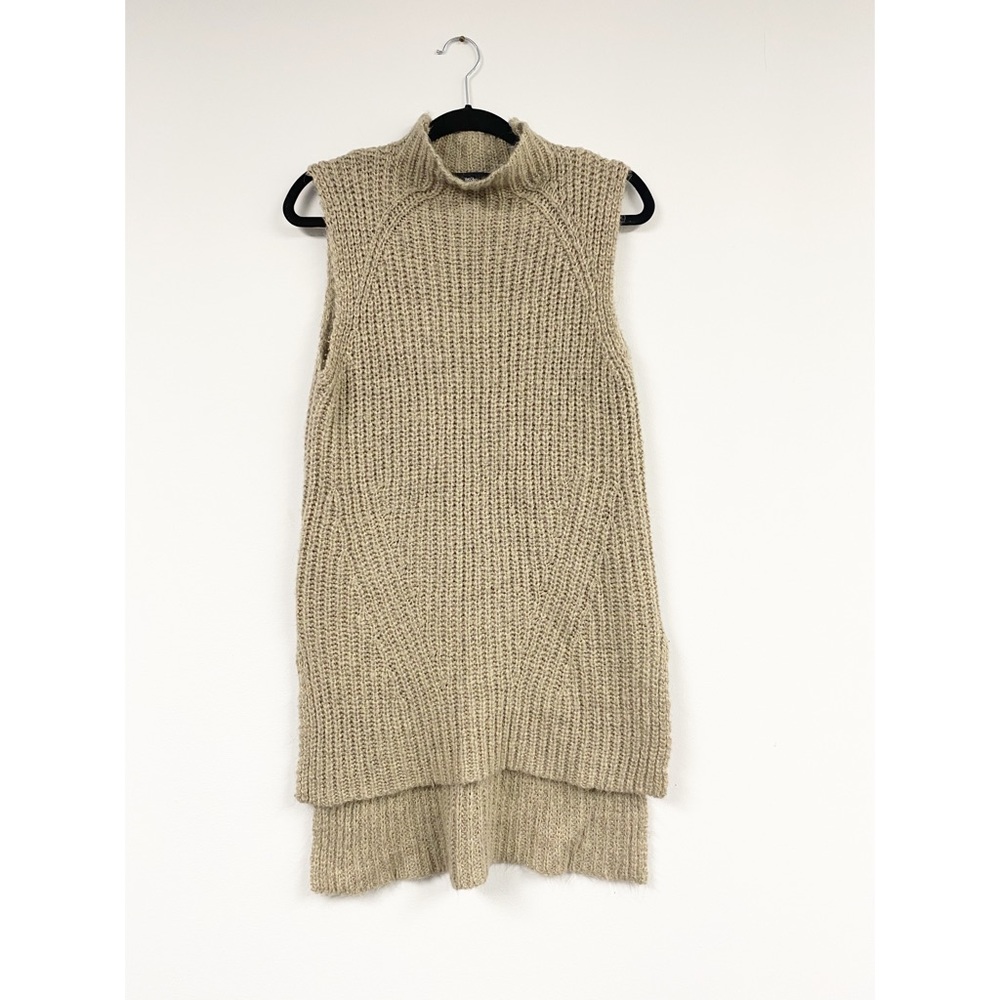 Knit sleeveless long sweater vest